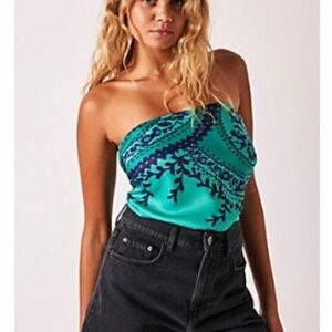 Women's Strapless Green and Blue Top